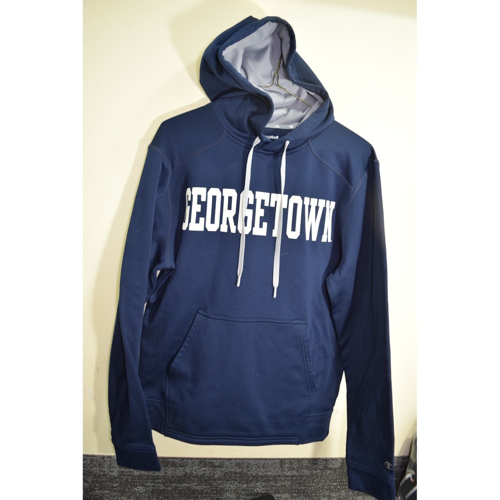 Champion Georgetown Hoyas Hoodie Navy Blue Performance Sweatshirt Mens Small